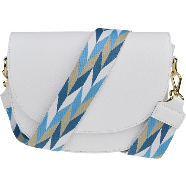 Biela kožená talianska crossbody kabelka Ramona Bianca s prídavným 50322323