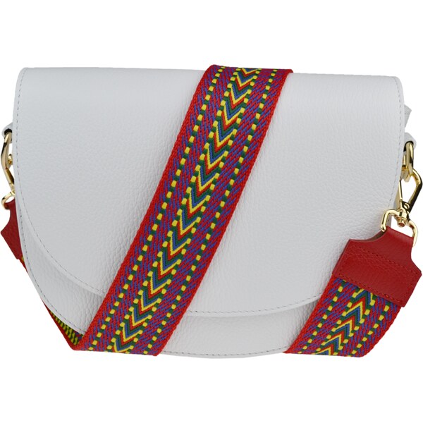 Biela kožená talianska crossbody kabelka Ramona Bianca s prídavným 50322325