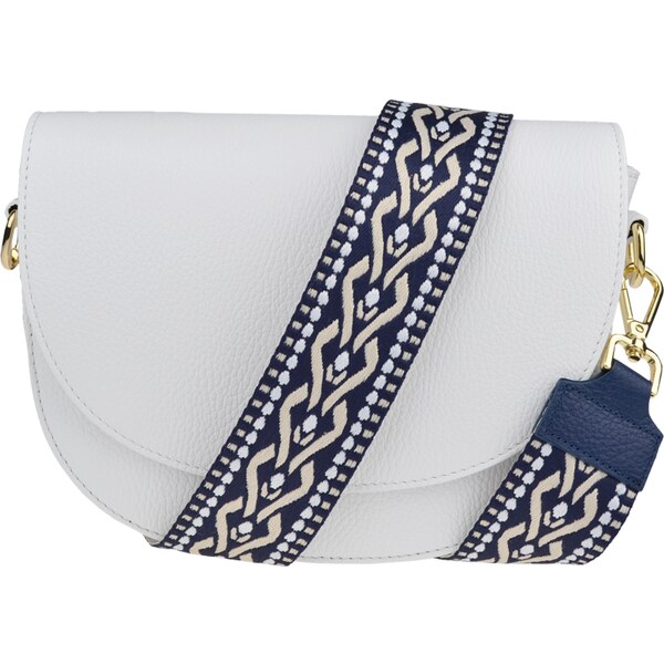 Biela kožená talianska crossbody kabelka Ramona Bianca s prídavným 50322322