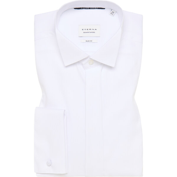 Pánska biela soirée nepriehľadná košeľa ETERNA slim fit s manžetami 50329765