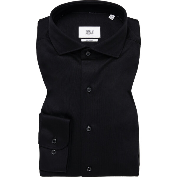 Pánska čierna džerzejová košeľa ETERNA slim fit 50329767