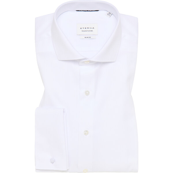 Pánska biela nepriehľadná Cover košeľa ETERNA slim fit s manžetami 50329778