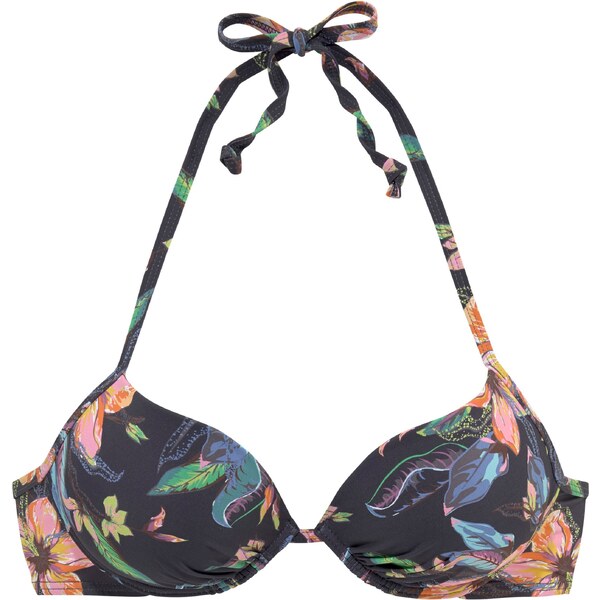 LASCANA Bikinový top Malia tmavomodrá / svetlomodrá / oranžová / 54223130