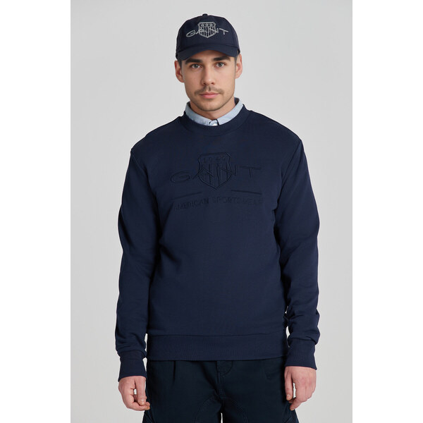 MIKINA GANT REG TONAL SHIELD C-NECK SWEAT EVENING BLUE 49041139