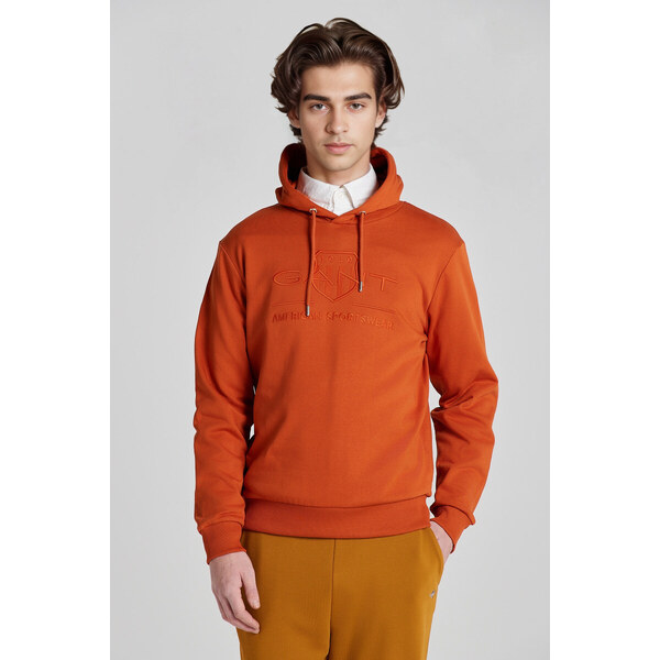 MIKINA GANT REG TONAL SHIELD HOODIE DARK TERRACOTTA 49041130