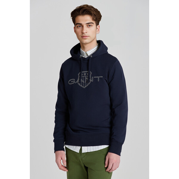 MIKINA GANT LOGO HOODIE EVENING BLUE 50156104