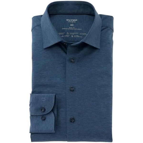 Pánska melanžovomodrá košeľa Flex jersey OLYMP body fit 50357814