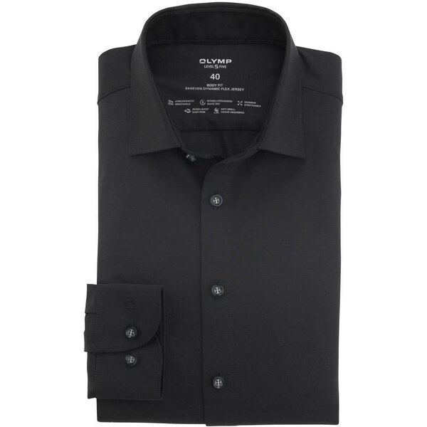 Pánska čierna Flex jersey košeľa OLYMP predĺžený rukáv body fit 50383627