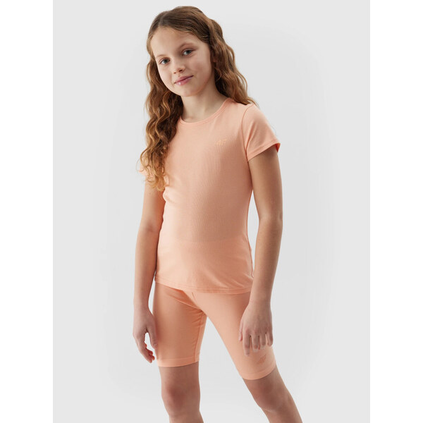 Girls smooth T-shirt 4F - powder coral 50674277
