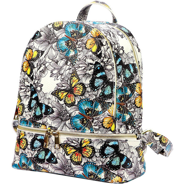 Florence 31123-2 farebný dámsky kožený ruksak s motýlikmi 10l 50398427