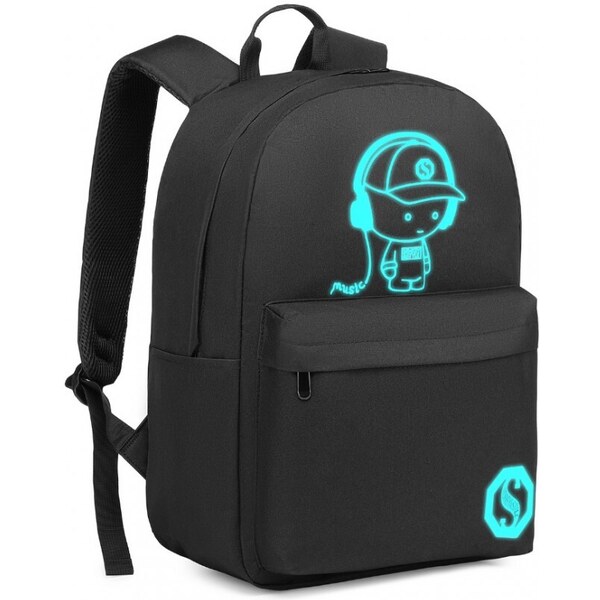 KONO Batoh - svietiaci v tme, čierny 54721717