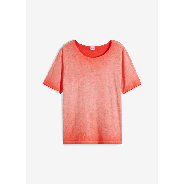 bonprix Tričko z bio bavlny, vybielený vzhľad, farba červená 50408440