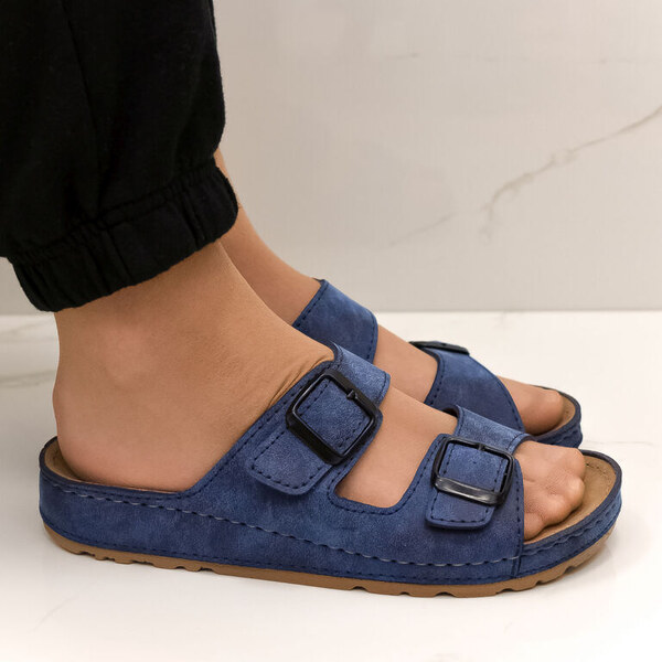 SANDOS Dámske modré šľapky OXANA 50420583