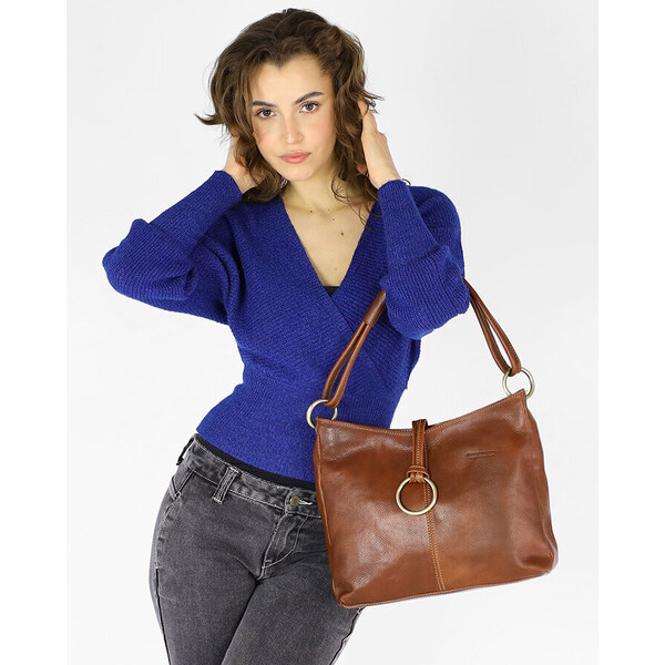 MARCO MAZZINI Klasická prémiová kožená kabelka | hnedá 416b 50000809