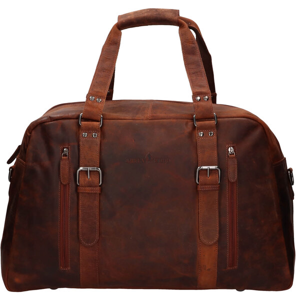 Kožená cestovná taška Greenwood Potes - hnedá 50459634