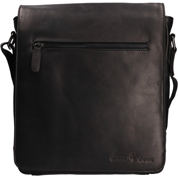 Pánska kožená taška cez rameno Greenwood Lowan - čierna 18530007