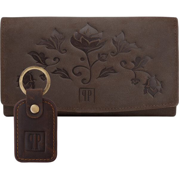 PAOLO PERUZZI Dámska kožená peňaženka + kľúčenka Vintage ZUP-104-BR | 50488665