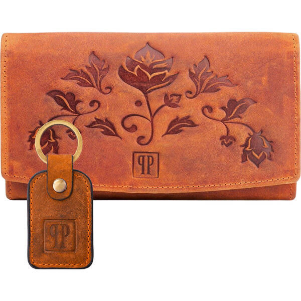 PAOLO PERUZZI Dámska kožená peňaženka + kľúčenka Vintage ZUP-104-OR | 50488670