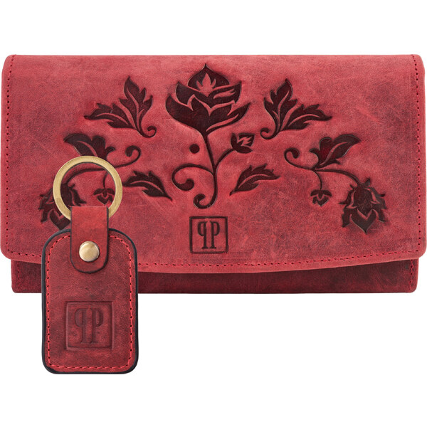 PAOLO PERUZZI Dámska kožená peňaženka + kľúčenka Vintage ZUP-104-RD | 50488671