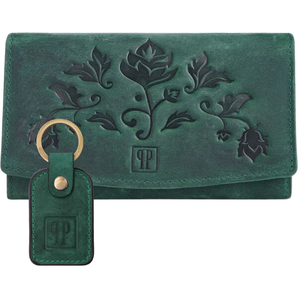 PAOLO PERUZZI Dámska kožená peňaženka + kľúčenka Vintage ZUP-104-GR | 50488672