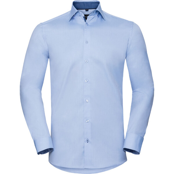 Kontrastná pánska košeľa so vzorom rybej kosti s dlhým rukávom Russell 62678896