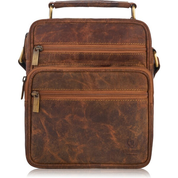 PAOLO PERUZZI Pánska kožená taška cez rameno Vintage koňak 50690947