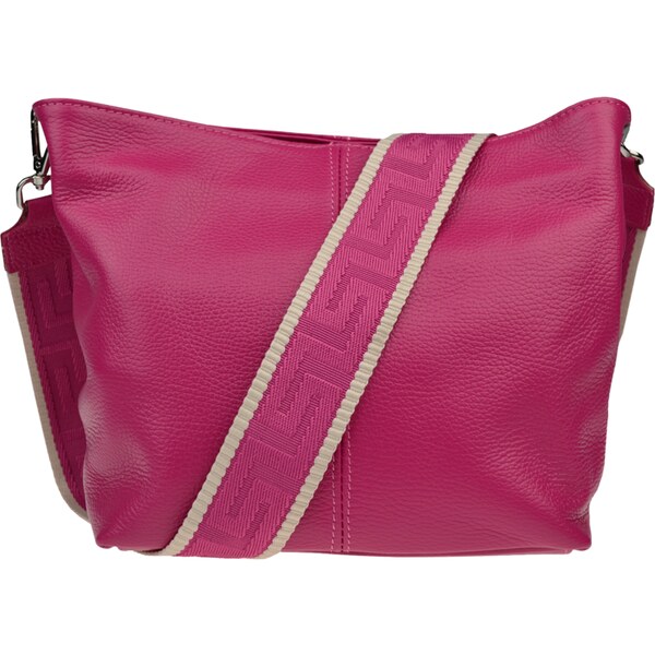 Ružová kožená talianska crossbody kabelka Prisca Fuxia Scura s 50693388