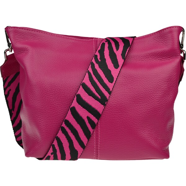 Ružová kožená talianska crossbody kabelka Prisca Fuxia Scura s 50693389