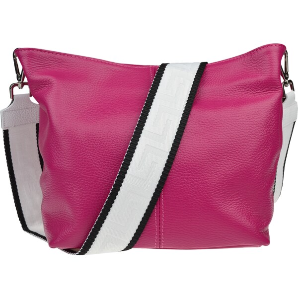 Ružová kožená talianska crossbody kabelka Prisca Fuxia Scura s 50693391