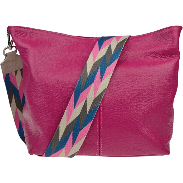 Ružová kožená talianska crossbody kabelka Prisca Fuxia Scura s 50701975