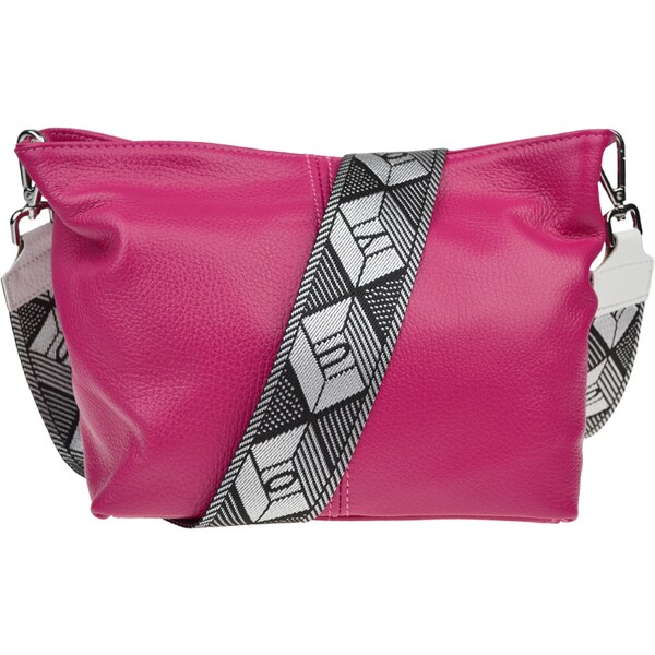 Ružová kožená talianska crossbody kabelka Batilda Fuxia s prídavným 50710109