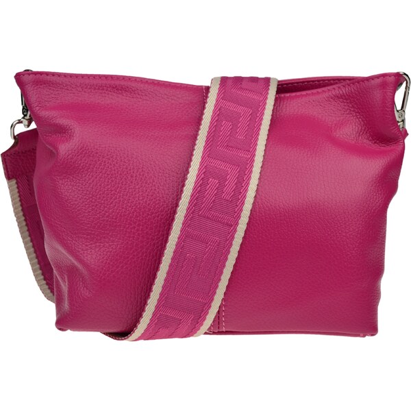 Ružová kožená talianska crossbody kabelka Batilda Fuxia s prídavným 50710105