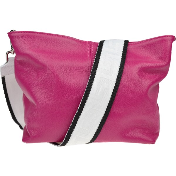 Ružová kožená talianska crossbody kabelka Batilda Fuxia s prídavným 50710108