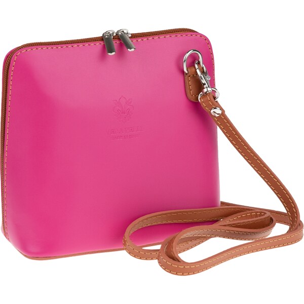 Ružová kožená talianska crossbody kabelka Grana Rosa Camel NovaKabelka 50710113