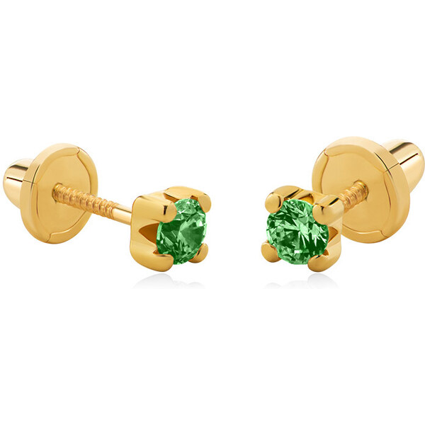Brilio Náušnice zo žltého zlata so zelenými zirkónmi 14/188.881/17ES-N 66587090