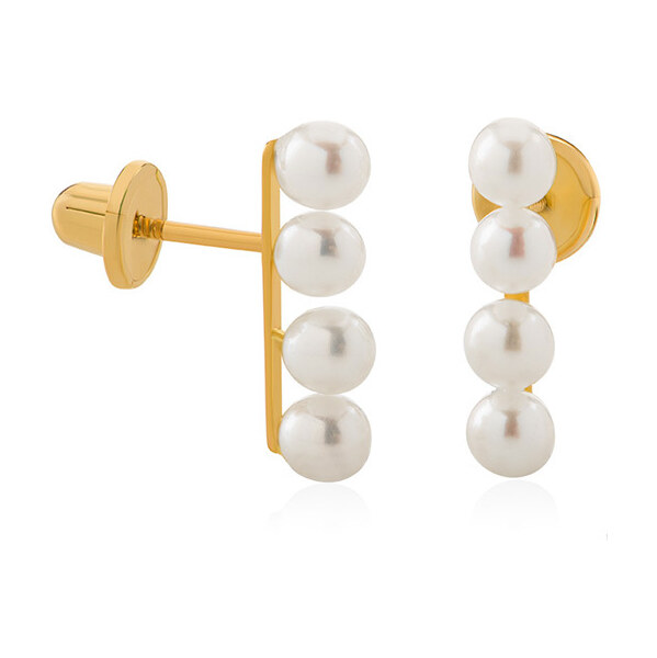 Brilio Pozdĺžne náušnice zo zlata s pravými perlami 14/147.161/17P 66579326