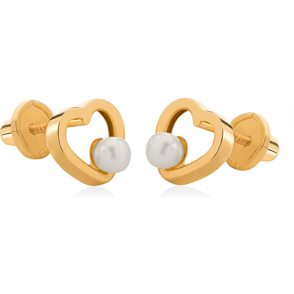 Brilio Srdiečkové náušnice zo zlata s pravou perlou 14/145.891/17P 66592392