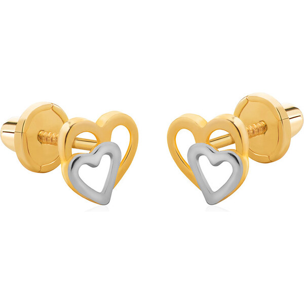 Brilio Romantické bicolor náušnice zo zlata Srdiečka 14/162.572/17 66592074