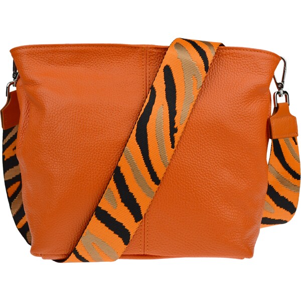 Oranžová kožená talianska crossbody kabelka Prisca Arancione s 50739906