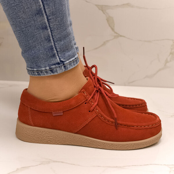 JOHN-C Dámske kožené červené poltopánky LARISA 50733006