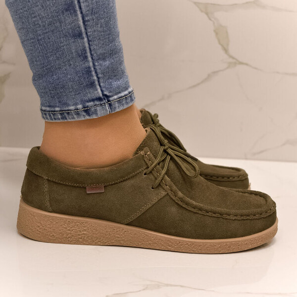 JOHN-C Dámske kožené zelené poltopánky LARISA 50733005