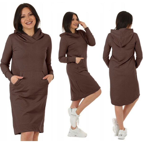 Fashionweek Dámske mikinové šaty s kapucňou a dlhým rukávom MF578 48751173