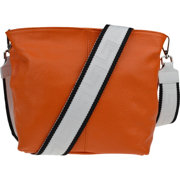 Oranžová kožená talianska crossbody kabelka Prisca Arancione s 50739909