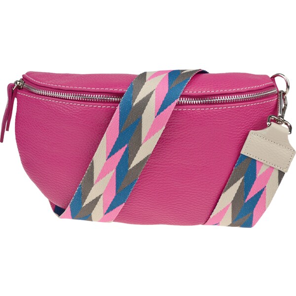 Ružová kožená talianska crossbody kabelka Reni Grande Fuxia s 50746400