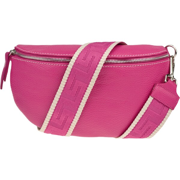 Ružová kožená talianska crossbody kabelka Reni Grande Fuxia s 50746401