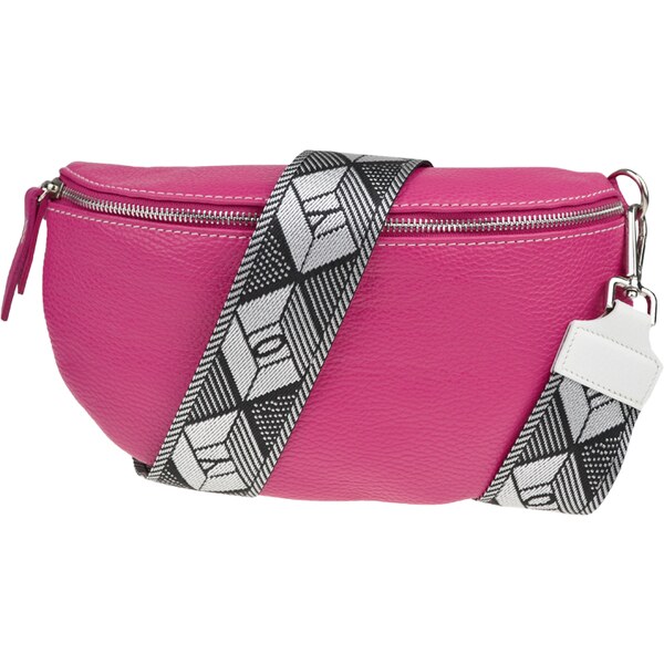 Ružová kožená talianska crossbody kabelka Reni Grande Fuxia s 50746399