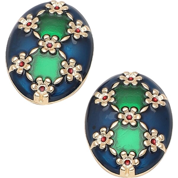 SOHI Náušnice Abbye modrá / zlatá / zelená 54264951