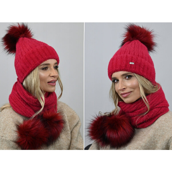 Fashionweek Exkluzívny alpakový zimný set čiapky a šál s brmbolcami 48751574