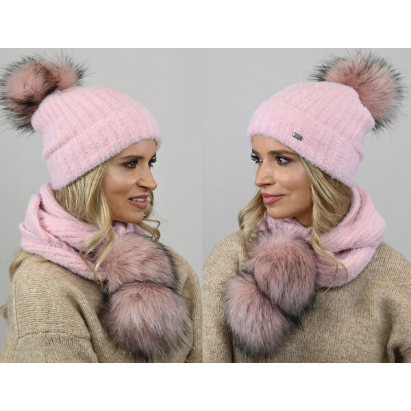 Fashionweek Exkluzívny alpakový zimný set čiapky a šál s brmbolcami 48751569
