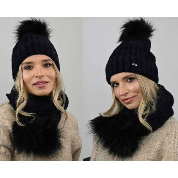 Fashionweek Exkluzívny alpakový zimný set čiapky a šál s brmbolcami 48751570
